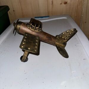 Vintage Brass Airplane Decor